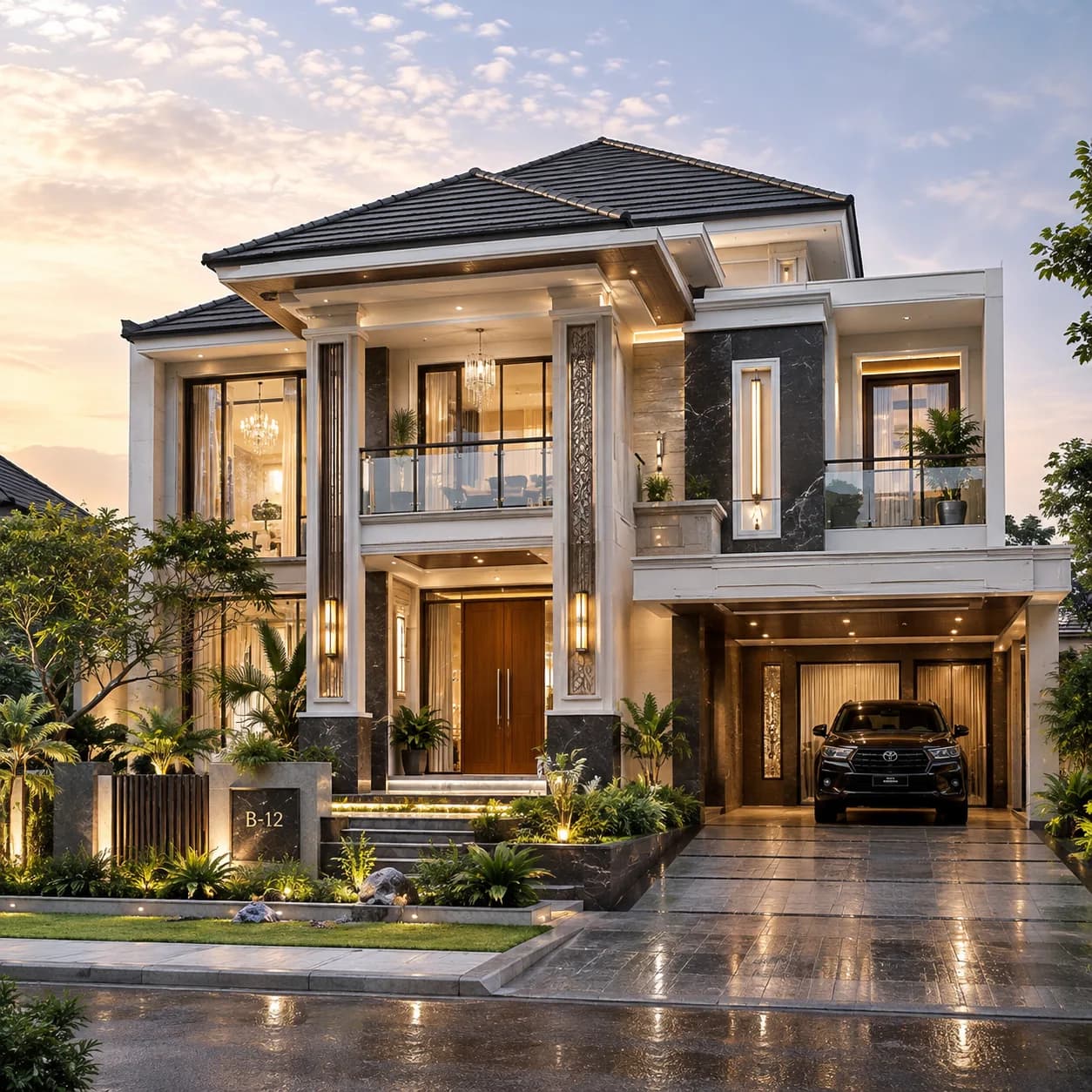 Desain Rumah Mewah Modern Klasik Dua Lantai